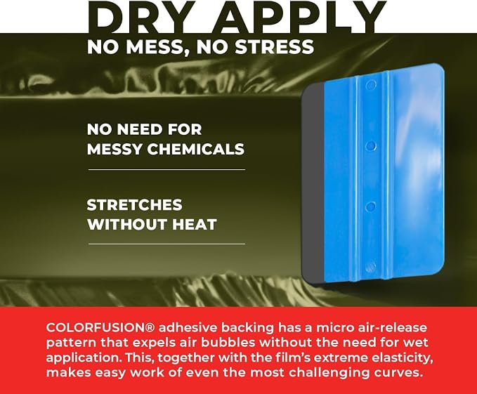 ColorFusion PPF by VViViD, Satin Stealth Combat Green Dry Apply PPF Vinyl Car Wrap Roll 10ft x 5ft