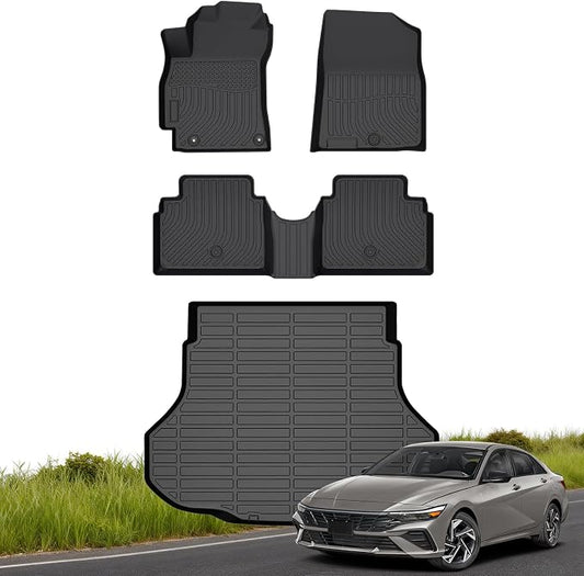Floor Mats for Hyundai Elantra & Elantra N 2021-2026 (NOT Hybrid) | All-Weather TPE Full Coverage for Elantra, Custom Fit Waterproof Car Liners Accessories Non-Slip Easy-Clean Mats