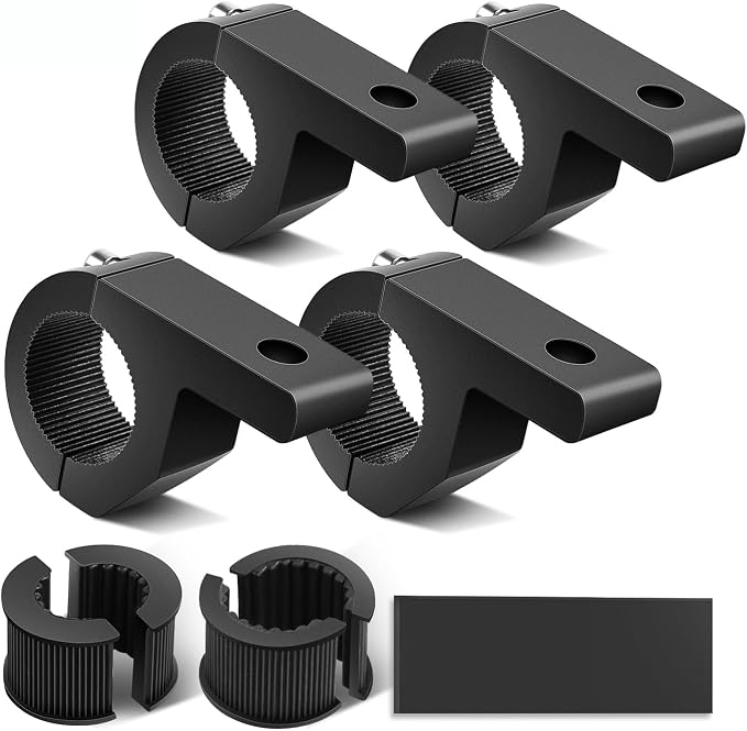 Nilight - 90028D 4PCS LED Light Bar Horizontal Bar Clamp Mounting Kit Fit on 0.75" 1" 1.25" Bull Bars Roof Racks Roll Cages for ATV UTV and Trucks, 2 Years Warranty,Black