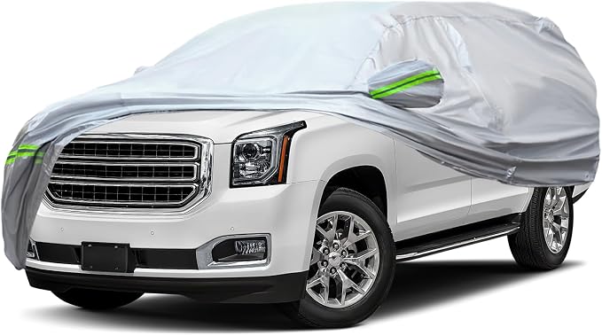 AUQDD 6-Layers Premium SUV Car Cover Waterproof All Weather Weatherproof UV Sun Protection Snow Dust Storm Resistant Outdoor Exterior Custom Form-Fit Full Padded Car Cover with Straps 214-232 K11…