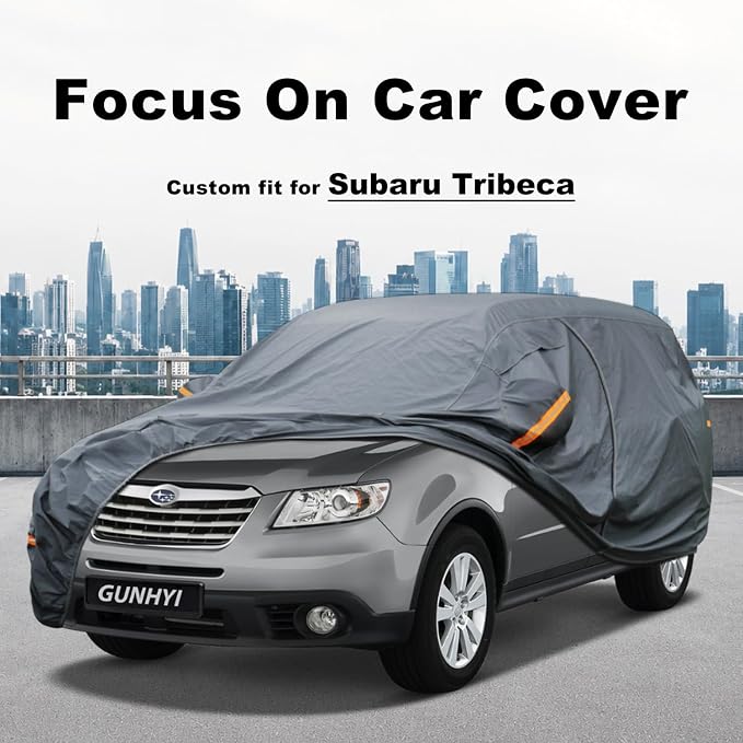 GUNHYI Premium Car Cover Custom Fit Subaru Tribeca, 16 Layers Heavy Duty Car Cover Waterproof All Weather with Zipper Door for Sun Rain Snow Dust Uv Protection