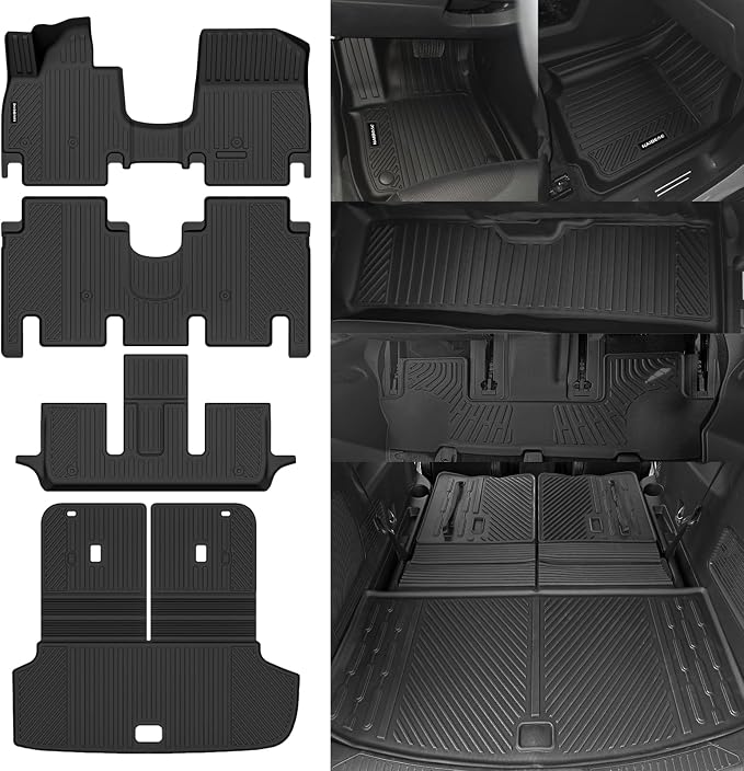 Naibeve Floor Mats for 2026 Hyundai Ioniq 9 6 Seats (Only Fixed Console) | All Weather Custom Fit Floor Mats, Cargo Mat, Backrest Mats (2nd Row Bucket Seats) Interior Protector accessories