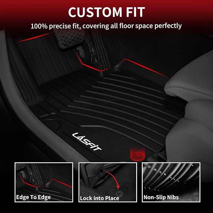 LASFIT Floor Mats for Mercedes Benz GLC 2023-2026 (Coupe Only for 2024-2026), GLC300 /GLC350e /GLC43 AMG/GLC 63 AMG S E, All Weather TPE Floor Liners Custom Fit GLC Car Mats, 1st & 2nd Row Set