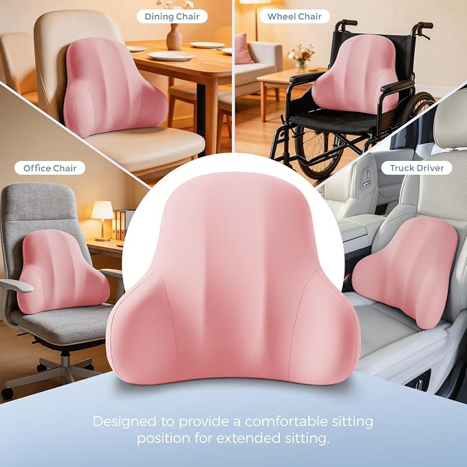 BABUR Ergonomic Memory Foam Lumbar Support Pillow for Car, Back Pain Relief | Ergonomic 100% Memory Foam, Back Pain Relief, Comfort Lower Back Support for Office Chairs, Car Seat, Wheelchair