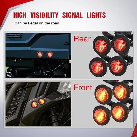 Nilight UTV ATV Turn Signal Wiring Harness Kit w/Horizontal Rocker Switch | Street Legal Flasher Relay Kits Red & Yellow Lights for Polaris Kawasaki Teryx Can Am Commander Cat Wild Green Backlight