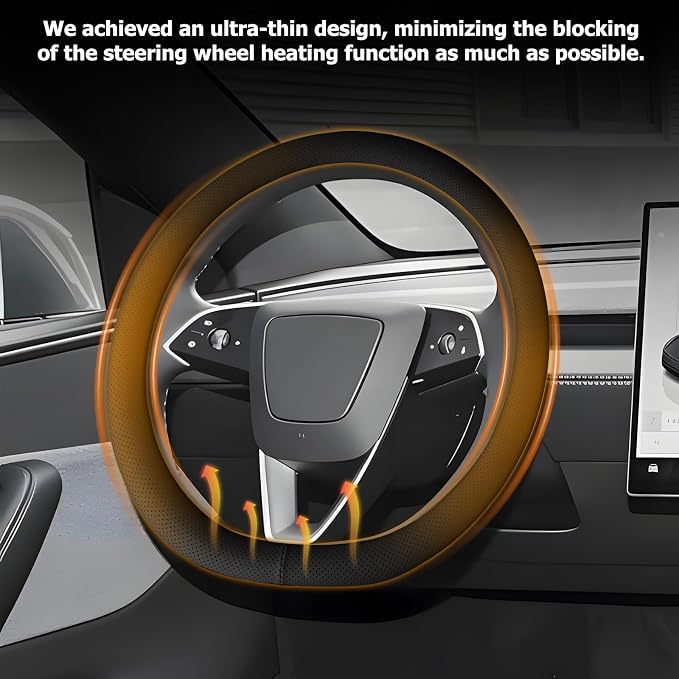 Microfiber Leather Steering Wheel Cover, 14.5-15 inch, Black | Universal Fit, Easy to Install, Non-Slip Design, Breathable