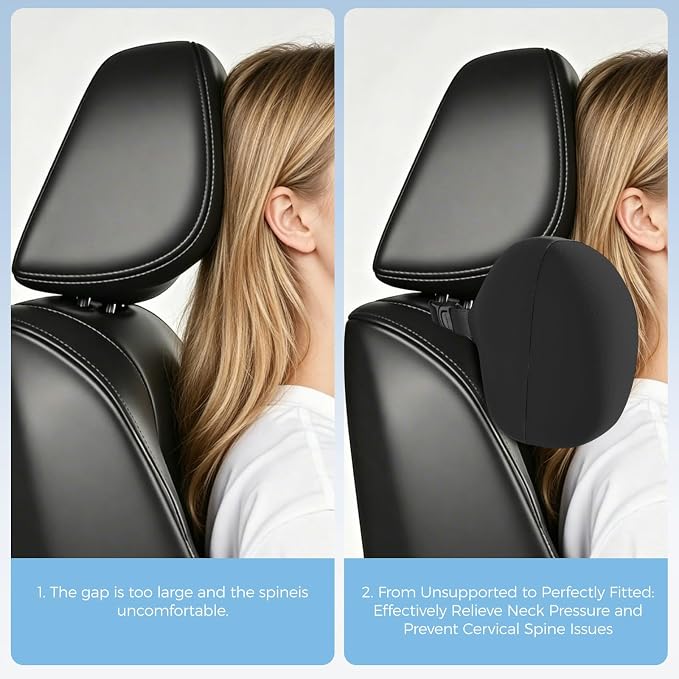 BABUR Car Headrest Pillow, Car Neck Pillow for Pain Relief While Driving | 100% Memory Foam, Ergonomic Neck Support Pillow for Auto, Office Chair, Adjustable Strap, Softness Breathable Removable