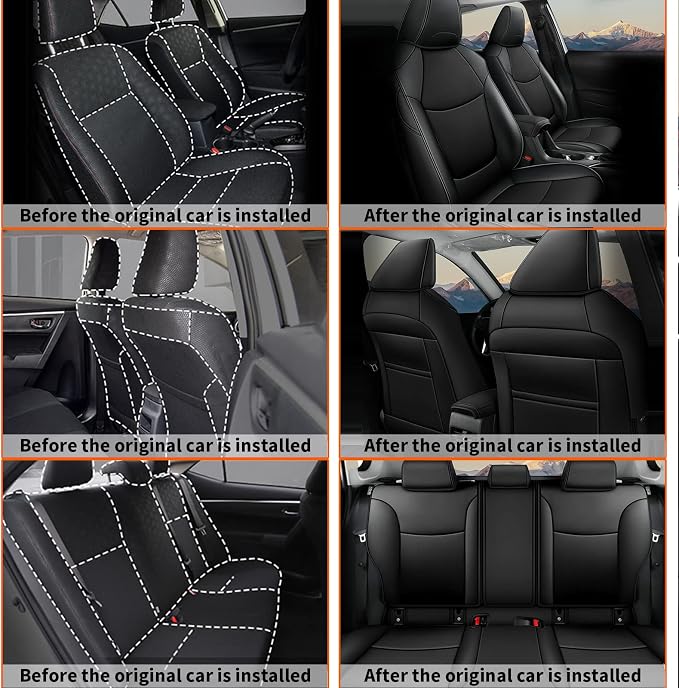 AOMSAZTO Seat Covers for Toyota Corolla 2020 2021 2022 2023 2024 2025 2026 SE & 2023-2026 XSE & 2025 FX, Custom Fit Full Set Faux Leather Black