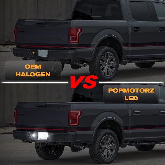 POPMOTORZ LED License Plate Lights Assembly Tag Lamps Smoked Lens Compatible with 2015-2022 Ford F-150 2015-2022 F-150 Raptor Pickup Truck Raptor LED Tag Lights 18SMD 6000K White 2 Pieces