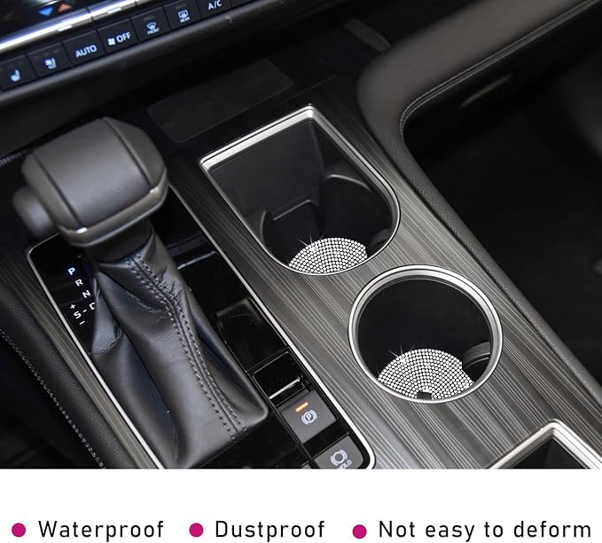 Ziciner 2PCS Bling Car Cup Holder Coaster, 2.73 Inch Anti-Slip Cup Insert Coasters, Crystal Rhinestone Auto Drink Cup Mat, Universal Interior Decor Car Accessories for Women Girls (White)