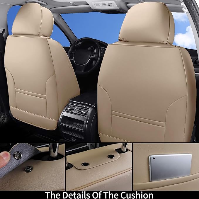 Coverado Car Seat Covers, Seat Covers for Cars, Waterproof Leather Auto Seat Protectors, Leather Car Seat Cushion, Car Interiors Accessories Universal Fit for Most Cars