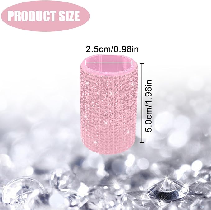 Upright Car Chapstick Holder, Bling Insulating Lip Balm Holder,Rhinestone Car Accessories for Women Interior ,Suitable for Most Vehicles. (Pink)