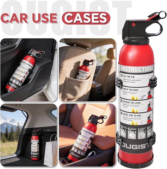 Small Fire Extinguisher for Home & Car – (2-Pack, 1.32lb Each) Portable ABC Chemical Powder Fire Extinguishing Spray | For Kitchen Grease, Electrical, Vehicle & Garage Fires, Easy to Use