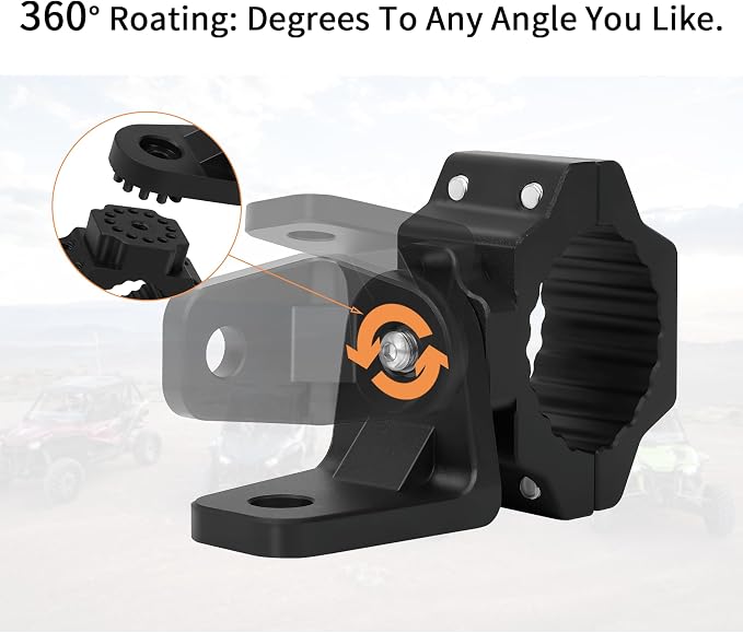 ZIDIYORUO Heavy Duty UTV Whip Light Mount & Light Bar Bracket - 360° Rotating Clamp for 1.75"-2" Roll Cage, Bracket for LED Whip Lights, Flags & Off-Road Light Bars on Polaris RZR, Can-Am, Jeep