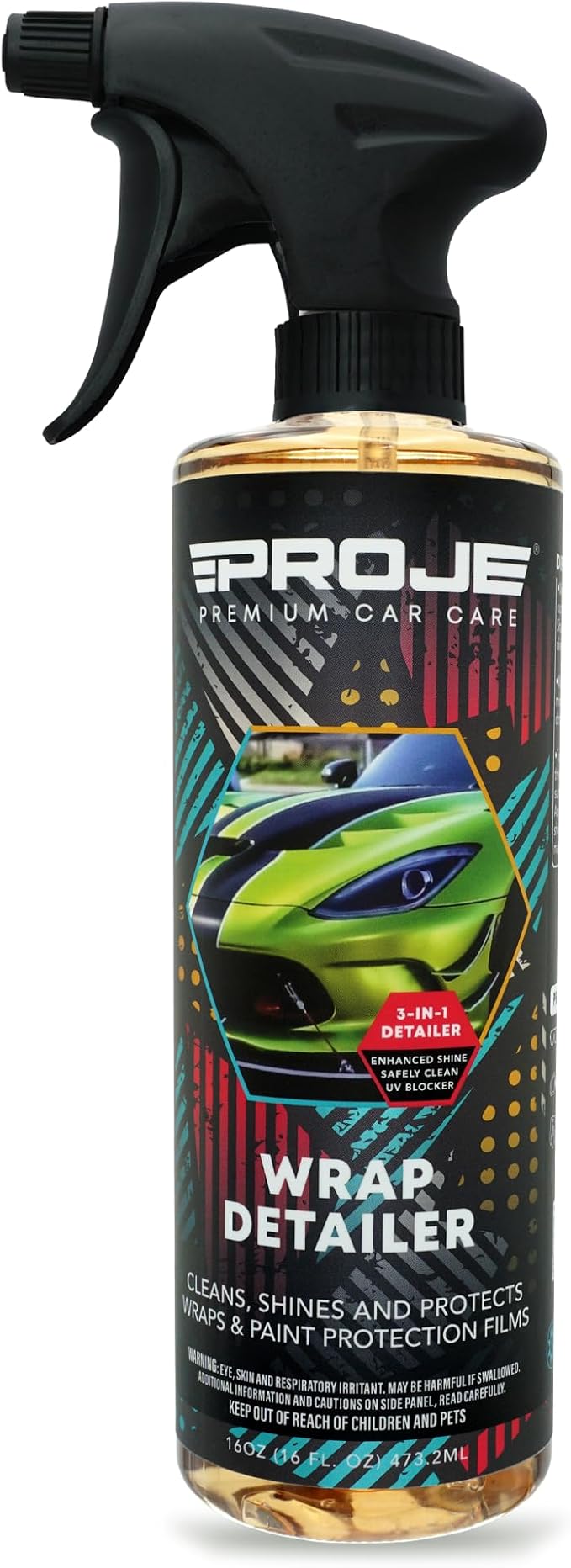 Proje Wrap Detailer - Professional Car Wrap Quick Detailer - Works on Gloss, Satin, & Matte Finishes - Cleans, Hydrates, & Protects Vinyl, Graphics, Clear Bra, & Paint Protection Film - 16 Fl Oz