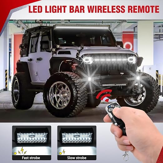 Nilight Remote Wiring Harness for LED Light Bar Wireless Strobe Flash Work Driving Lights 12V 15A 16AWG Controller 5PIN Switch Waterproof Power Relay Blade Fuse-2 Leads