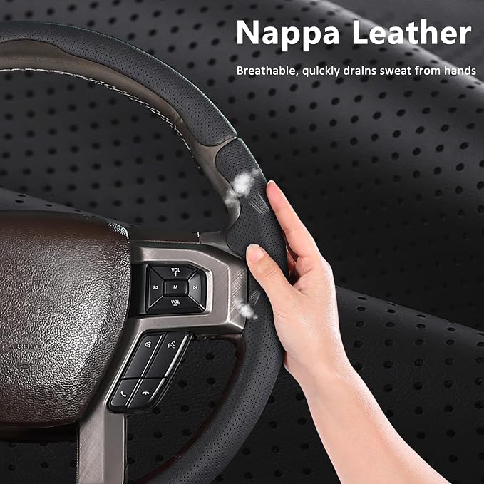 Steering Wheel Cover for Ford F150 2015-2020/ F250 2017-2022/ F350 2017-2022/ F450 2017-2022/ F550 2017-2022/ Ford Expedition 2018-2021 Steering Wheel Protector for Ford Steering Wheel Accessories