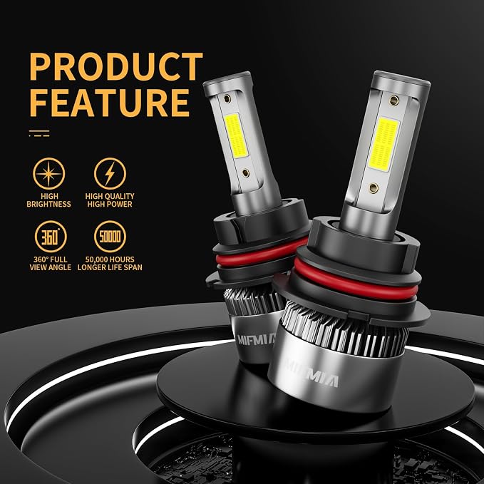 𝟫𝟢𝟢𝟩/𝖧𝖡𝟧 Bulbs 800% Brightness 40000LM 6500K White, Backup Non-Polarity Plug and Play with Fan, IP68 Waterproof Off-Road Lights, Pack of 2