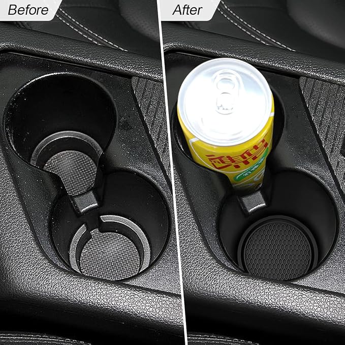 XINLIYA Car Cup Holder Coaster, 4 Pack 2.79 Inch Diameter Non-Slip Universal Insert Coaster, Durable, Suitable for Most Car Interior, Car Accessory for Women and Men (Black)
