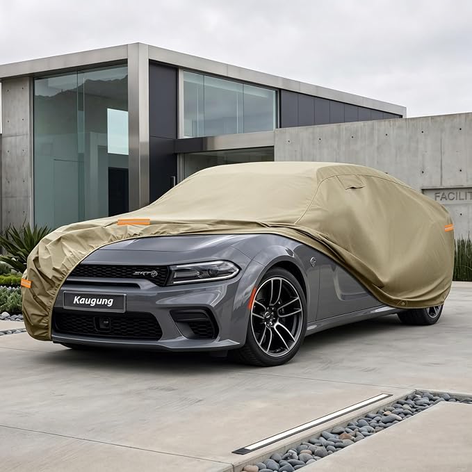 Kaugung Custom Fit Car Cover for Dodge Charger (2006-2026), Heavy Duty All Weather Waterproof Outdoor Cover, Sun Rain Snow UV Protection with Air Vents