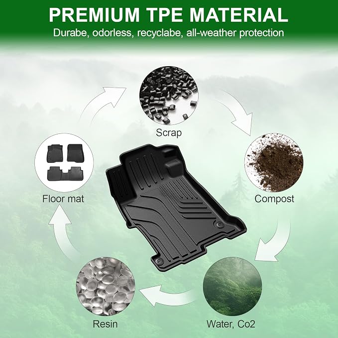 Floor Mats for 2013-2017 Honda Accord Sedan (Not for Vinyl Floors), TPE All Weather Durable Floor Liners Door Sill Guards for Accord Accessories