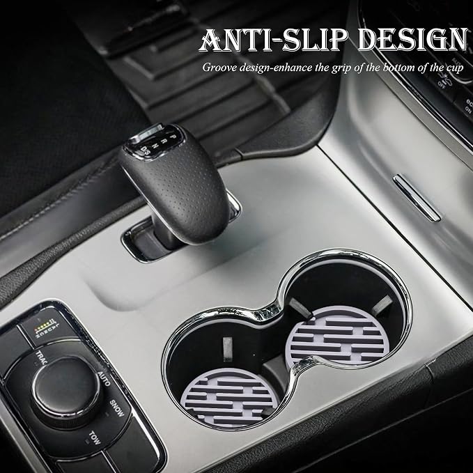 2 Pack Silicone Car Cup Holder Coaster – 2.75 Inch Anti-Slip Drink Coaster, Perfect for Coffee & Beverages – Cute Car Interior Decor for Women & Girls (Gray)