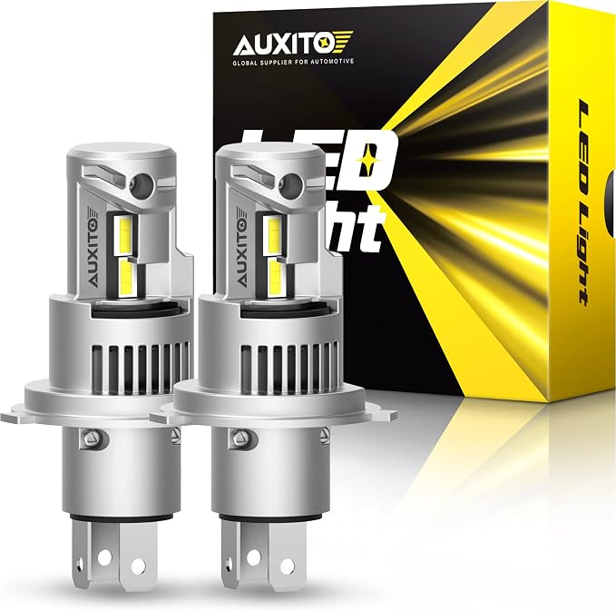 AUXITO New Upgraded H4 Bulbs, 900% Ultra Brightness, 1:1 Halogen Size, 6500K White, 9003 Fog Light, Non-polarity, Plug and Play, Pack of 2