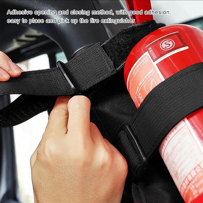 Fire Extinguisher Holder, Roll Bar Adjustable Extinguisher Strap Brackets with USA Flag Pattern, Secure Fire Extinguishers Mount Replacement for Wrangler CJ JK JKU TJ JL JLU (Black)