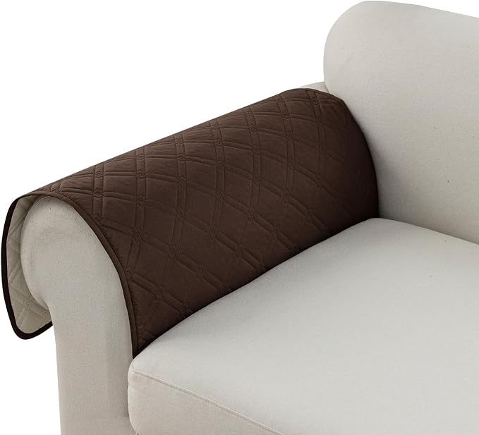 Genina Sofa Armrest Cover, Anti-Slip Armchair Slipcovers for Dogs Cats Pet, Water Resistant Couch Arm Cover for Backrest Recliner Loveseat, L Shaped Sofa, 23.6 x 27.5 Inches（2 Pieces）