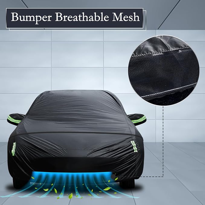 Migaven 6 Layers Car Cover Custom Fit for Model Y Car Cover 2020-2026 Waterproof Full Exterior Cover Rain Snow Protection with Charging Port Ventilated Mesh Door Zipper