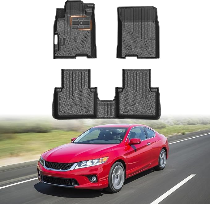 Mixsuper Accord Floor mats-Floor mat for Honda Accord Sedan 2013-2017 (Not for Coupe & Hybrid),All Weather TPE Rubber Floor Liners Protection for Accord Accessories,2 Row Anti-Slip Car Mats, Black