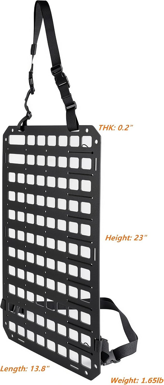 TACNEX Rigid MOLLE Panel for Car Seat Back Organizer Vehicle EDC Tactical Gear Holder Pouch Holster Mount Rack Modular Storage Plate Auto Interior Accessories for Truck Pickup SUV Van