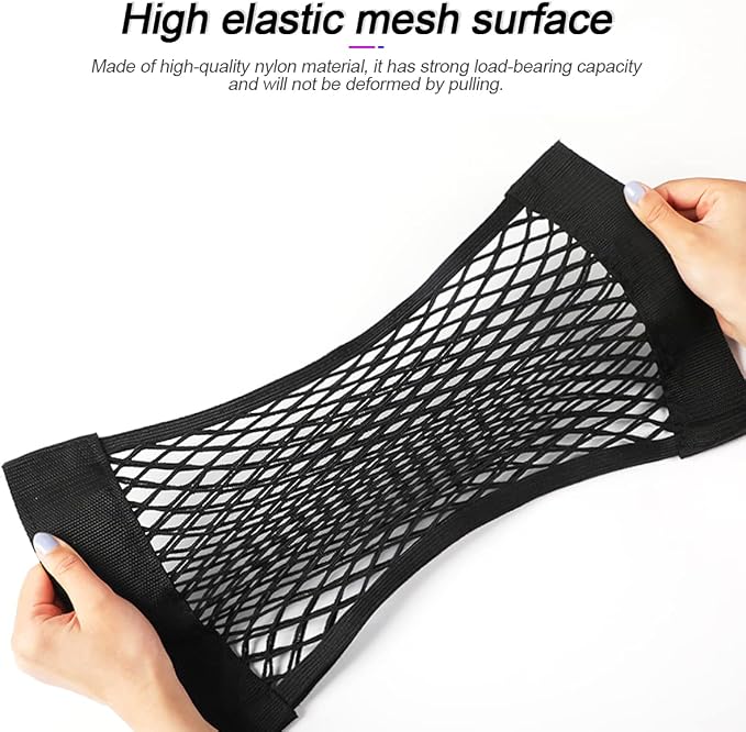 Mesh Cargo Net for Car, Universal Stretchable Trunk Storage Net Wall Sticker Organizer Elastic Pouch Bag for Cars, SUV, Home, Auto Interior Accessories (Medium)