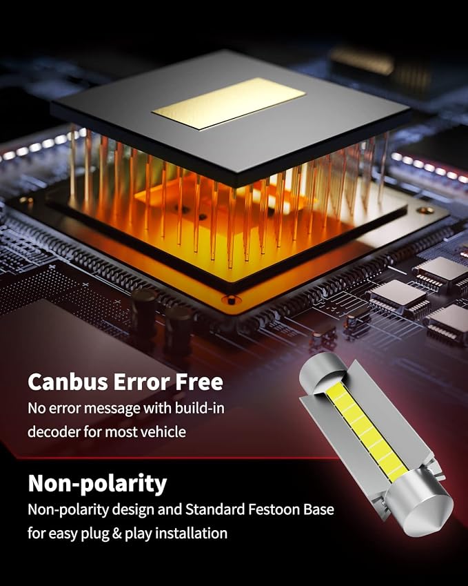 LASFIT 44mm LED Bulb Festoon 561 562 564 567 Bulb Canbus Error Free 400LM 6000K Extremely Bright Use for Trunk Cargo Light, License Plate Bulbs, Xenon White Upgraded(Pack of 2)