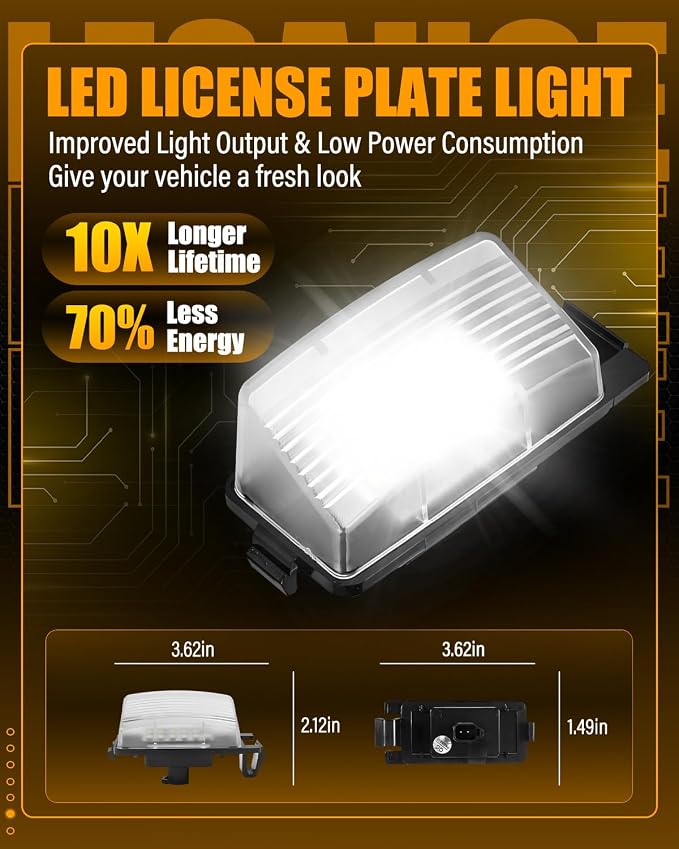LESAUCE LED License Plate Light For Nissan 350Z 370Z GT-R Sentra Versa Cube Leaf & Infiniti G25 G35 G37 Q60 Tag Lamp Assembly, 6000K White, IP68 Waterprooof, 2PCS