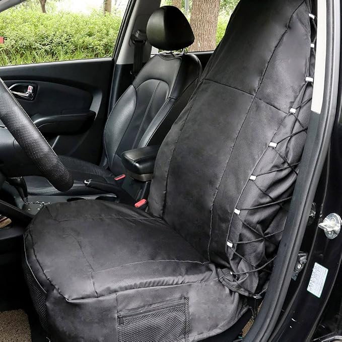 TIROL Front Car Seat Covers Waterproof Bucket Seat Cover Universal Heavy Duty High Back Seat Covers for Semi Truck, Cars, Trucks, Van, SUV, Pickup 1PCS