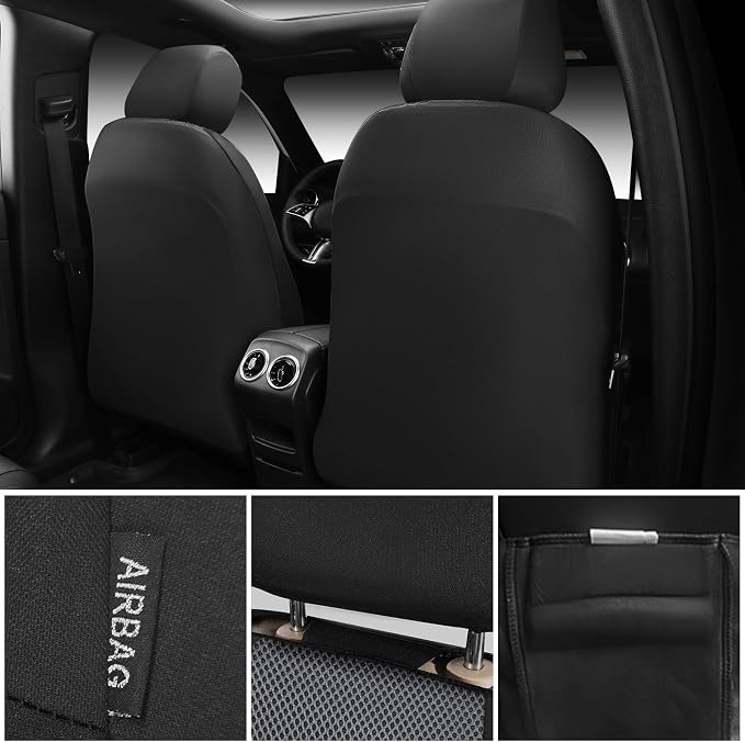 CAR PASS Air Mesh Car Seat Covers Front Seats Only, Universal Seat Covers for Car Fit SUV,Vans,Sedan,Trucks, Breathable Automotive Interior Seat Covers Airbag Compatible (Black Charcoal Gray)