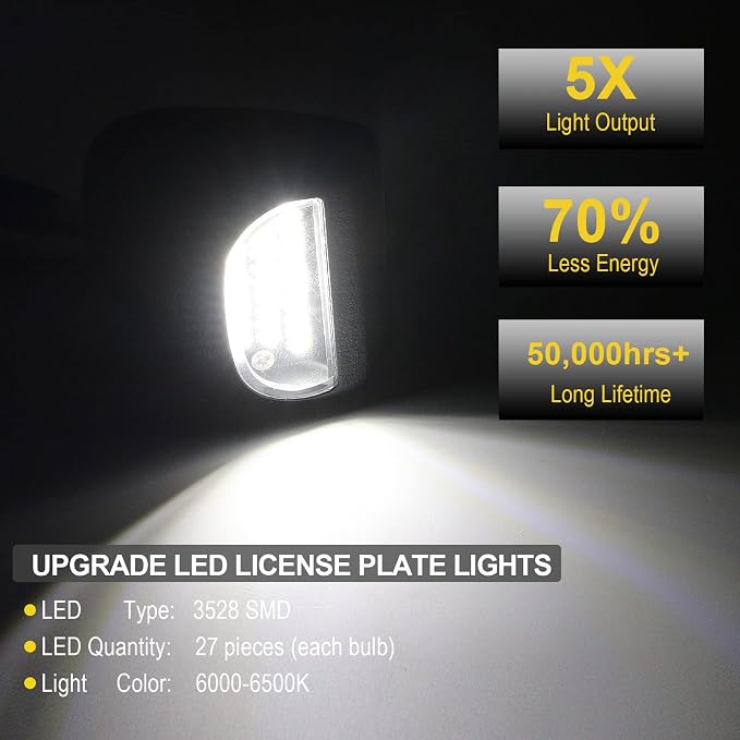 License Plate Light for Silverado & Sierra 1500 2500 3500 HD/ Traverse | For Avalanche/Tahoe/Suburban/Yukon XL/Escalade&ESV/EXT Pickup Tag Lamp Powered by 54pcs LED Chips|Super Brightness|OEM Fit