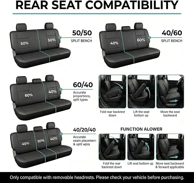 FH Group Universal Car Seat Covers Full Set for SUV Truck Sedan Vans | 3D Textured Breathable Fabric Seat Cover Set with Airbag Compatible Split Bench Protector Interior Upgrade - Gray/Black