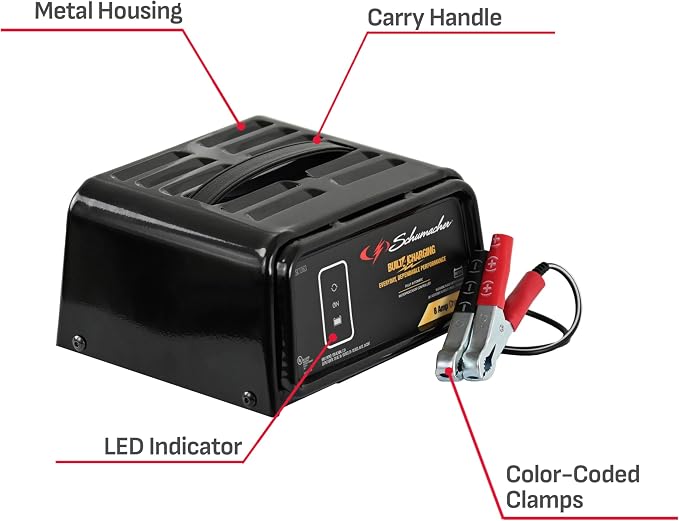 Schumacher Electric 8A Car Battery Charger and Maintainer, 3-in-1 Solution, for 6V/12V Power Sport, Automotive, and Marine Batteries, SC1363 (Pack of 2)