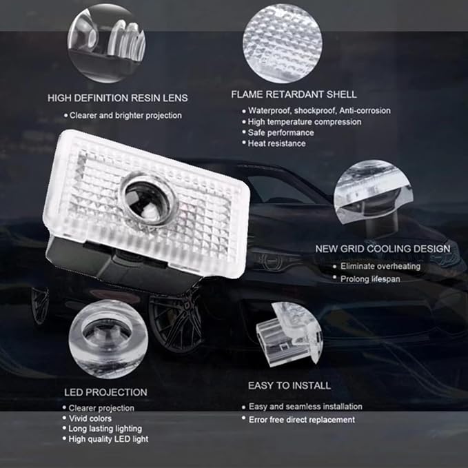 Car LED Welcome Light for Model S/3/X/Y 2pcs Car Door Lights Logo Projector