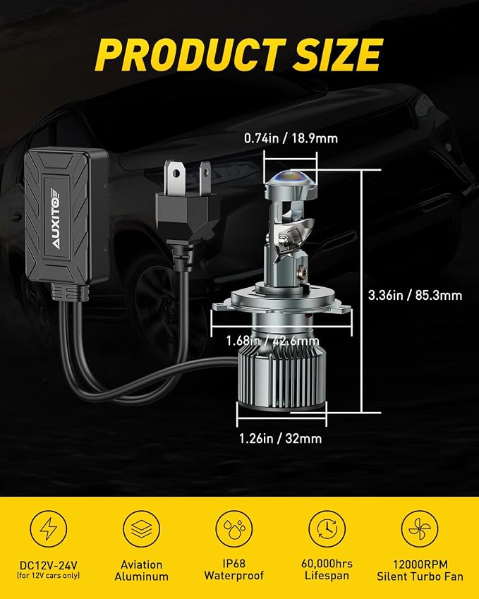 AUXITO 9003 LED Bulb, 80000LM Brightness 6500K White, Plug-N-Play, 60000+ Hour Lifespan, Canbus Ready, 99% Compatibility, 2PCS