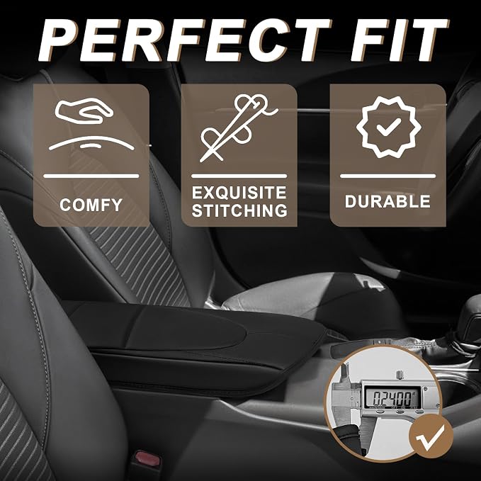 Muslogy Center Console Armrest Cover Fit for Toyota Camry 2018-2024 Accessories, Comfort Armrest Pad Console Lid Cushion Vegan Leather Regular Thick