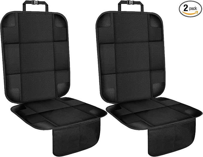 VLM Car Seat Protector for Child Baby Car Seat,600D Waterproof Car Seat Cover with Thick Padding, Non-Slip Backing and 2 Mesh Storage Pockets (2 Pack)