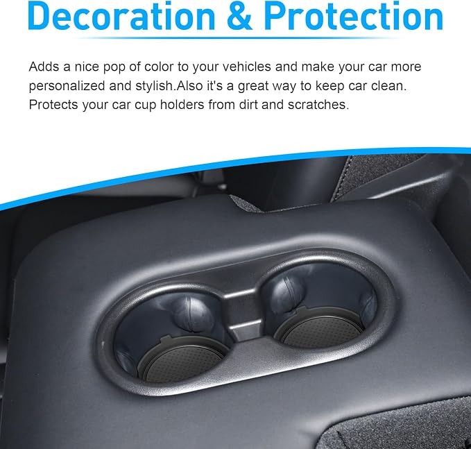 for Tesla Model 3 Accessories 2021-2023 Model Y 2021-2024 2025 Cup Holder Inserts Center Console Liner Coasters Mat Pad Interior Decoration 3D Silicone (Black Trim, 3 pcs)