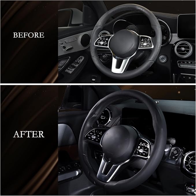 Aimato Car Steering Wheel Cover, Ultra-Thin Car Steering Wheel Cover,Comfortable & Breathable Microfiber,Universal Fit for Most Cars, Black