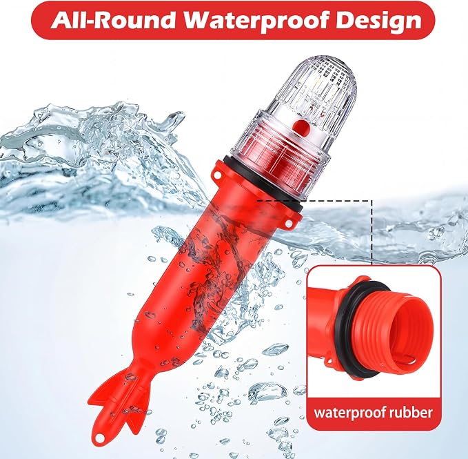Kingdder Boat Flares Marine Signal Light Boat Flares Beacon Strobe Safety Battery-Powered Boating Safety Kit Without Battery Waterproof Day Night Use for Boating Fishing Nets Life Rafts