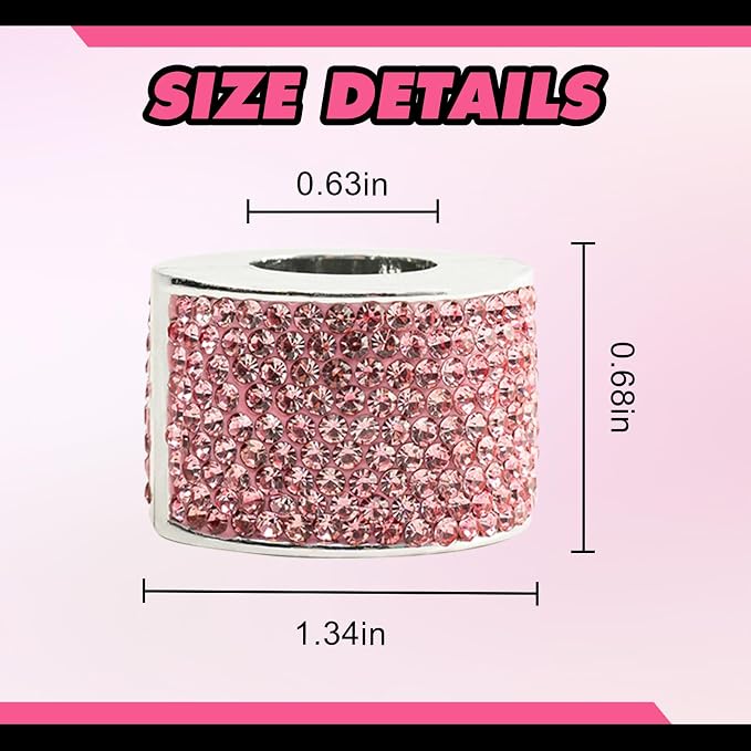 Rislobx 2PCS Magnetic Car Headrest Collars, Rhinestone Car Head Rest Collars Rings Decor, Bling Car Accessories for Women, Interior Decor Car SUV Truck (Pink)