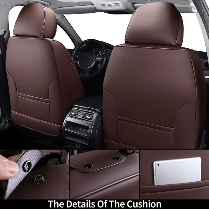 Coverado Car Seat Covers, Seat Covers for Cars, Waterproof Leather Auto Seat Protectors, Leather Car Seat Cushion, Car Interiors Accessories Universal Fit for Most Cars