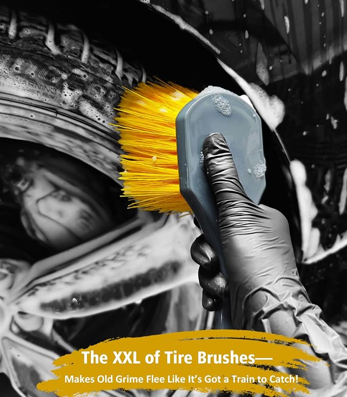 YeewayVeh Car Wash Kit, Extendable Brush Mop, Long Handle, Ginger | 5Pcs Detailing Brush, Rim Cleaner Brush & Microfiber Towel, Complete Car Cleaning Supplies